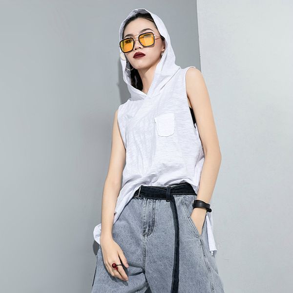 2020 summer sleeveless t shirt women black white holes hooded pullover solid slub cotton plus size loose comfortable tees
2020 summer sleeveless t shirt women black white holes hooded pullover solid slub cotton plus size loose comfortable tees