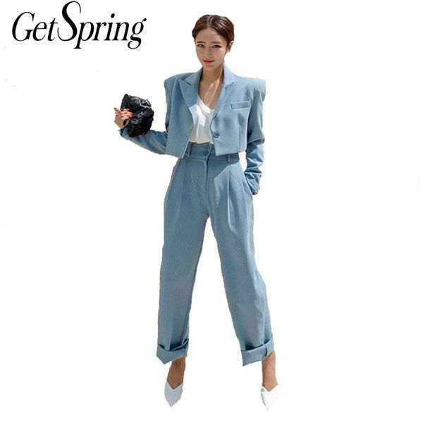 getspring women set women suit sets vintage short blazer high waist wide leg pants 2 piece set black khaki 2020 autumn, Gray
getspring women set women suit sets vintage short blazer high waist wide leg pants 2 piece set black khaki 2020 autumn, Gray