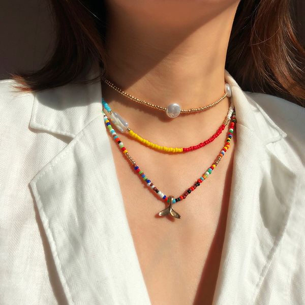 fashion 3 pcs fishtail imitation pearl colorful rice bead bohemian adjustable elastic rope necklace set women jewelry gift, Silver
fashion 3 pcs fishtail imitation pearl colorful rice bead bohemian adjustable elastic rope necklace set women jewelry gift, Silver