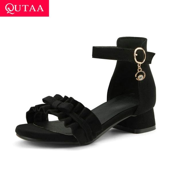 qutaa 2020 flock ruffles open-toed sandals square low heel summer women shoes hook&loop fashion slingback ladies pumps size34-39, Black
qutaa 2020 flock ruffles open-toed sandals square low heel summer women shoes hook&loop fashion slingback ladies pumps size34-39, Black