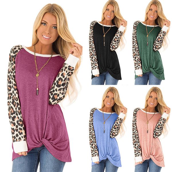 2019 autumn new european and american womens popular leopard print twist long-sleeved t-shirt round neck loose top, White
2019 autumn new european and american womens popular leopard print twist long-sleeved t-shirt round neck loose top, White