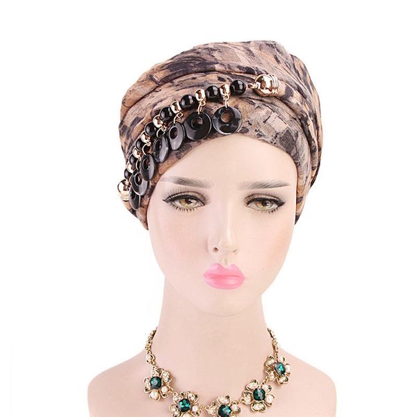 duojiaoyan fashion pearl print turban cap for women tie-dyed bali headscarf pendant bead muslim scarf hat, Blue;gray 
duojiaoyan fashion pearl print turban cap for women tie-dyed bali headscarf pendant bead muslim scarf hat, Blue;gray