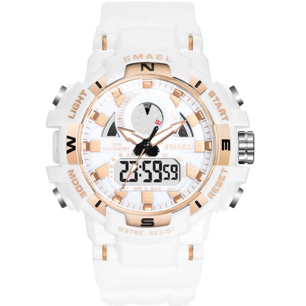 smael watches fashion white design men sports watches dual display analog digital quartz wristwatches men relogio masculino 1557, Slivery;brown
smael watches fashion white design men sports watches dual display analog digital quartz wristwatches men relogio masculino 1557, Slivery;brown