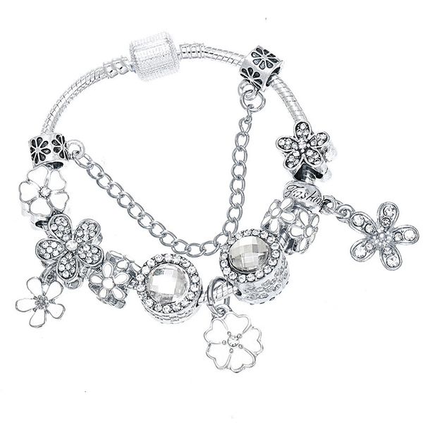 white crystal charms bracelets adapting brand pulsera berloque 2020 with trinket petal bead jewelry making pendant bangle for women, Golden;silver
white crystal charms bracelets adapting brand pulsera berloque 2020 with trinket petal bead jewelry making pendant bangle for women, Golden;silver