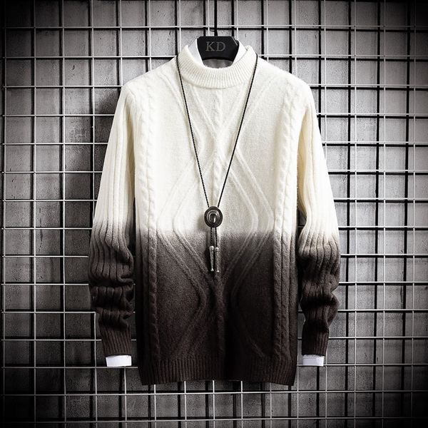 men's sweaters 2021 gradient sweater youth autumn style half-collar bottoming, White;black
men's sweaters 2021 gradient sweater youth autumn style half-collar bottoming, White;black