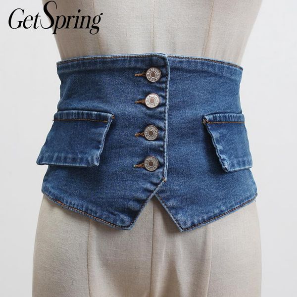 getspring women waistband retro irregular denim corset single breasted denim wide belt black jean cummerbund fashion corset 2020, Black;brown
getspring women waistband retro irregular denim corset single breasted denim wide belt black jean cummerbund fashion corset 2020, Black;brown