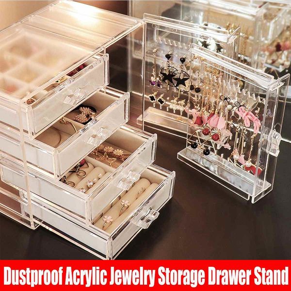 4 layers acrylic jewelry storage box drawer + 2 earrings display stand rack necklace bracelet ring organizer case dustproof mx200810, Black;white
4 layers acrylic jewelry storage box drawer + 2 earrings display stand rack necklace bracelet ring organizer case dustproof mx200810, Black;white