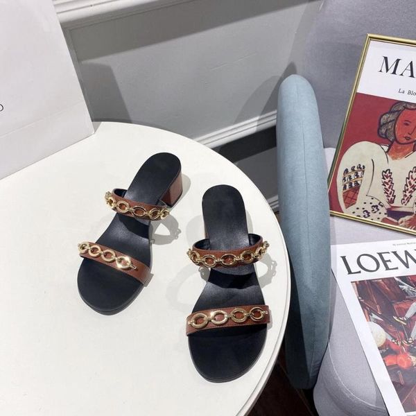 shoes woman leather sole slippers square med hight heels slippers metal decora outdoor slides zapatos de mujer, Black
shoes woman leather sole slippers square med hight heels slippers metal decora outdoor slides zapatos de mujer, Black