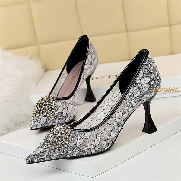 spring autumn new pointed toe women high heels crystal low heels pumps fashion lace air mesh flower 7.5 high bridal shoes, Black
spring autumn new pointed toe women high heels crystal low heels pumps fashion lace air mesh flower 7.5 high bridal shoes, Black