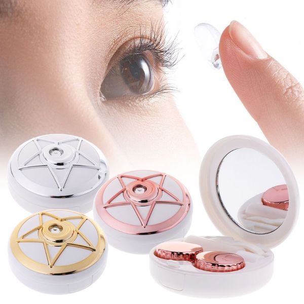 circle contact lens box diamond with mirror travel portable case storage container kit round shape, Silver
circle contact lens box diamond with mirror travel portable case storage container kit round shape, Silver