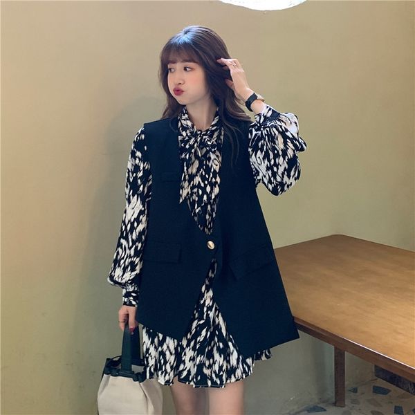 autumn suit for women 2020 new bow floral dress elegant vest fashion dress coatcoat coat two-piece set xuiey, Gray
autumn suit for women 2020 new bow floral dress elegant vest fashion dress coatcoat coat two-piece set xuiey, Gray