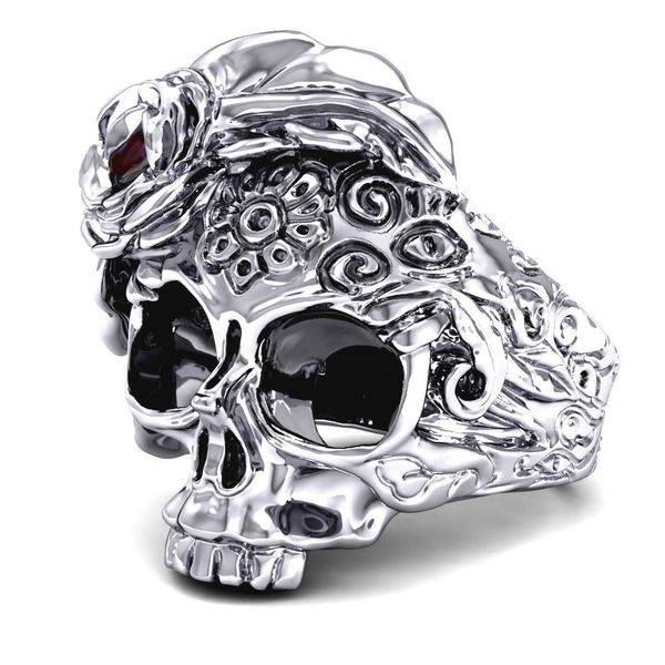 316l punk stainless steel ring for men and women gothic style jewelry skull biker skull sugar flower rings size 7~14, Silver 
316l punk stainless steel ring for men and women gothic style jewelry skull biker skull sugar flower rings size 7~14, Silver