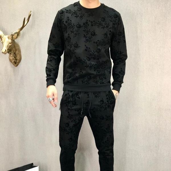running sets chandal hombre completo 2021 black men's set casual flower printed mens tracksuit 2 piece sweatshirt and pants suits, Black;blue
running sets chandal hombre completo 2021 black men's set casual flower printed mens tracksuit 2 piece sweatshirt and pants suits, Black;blue