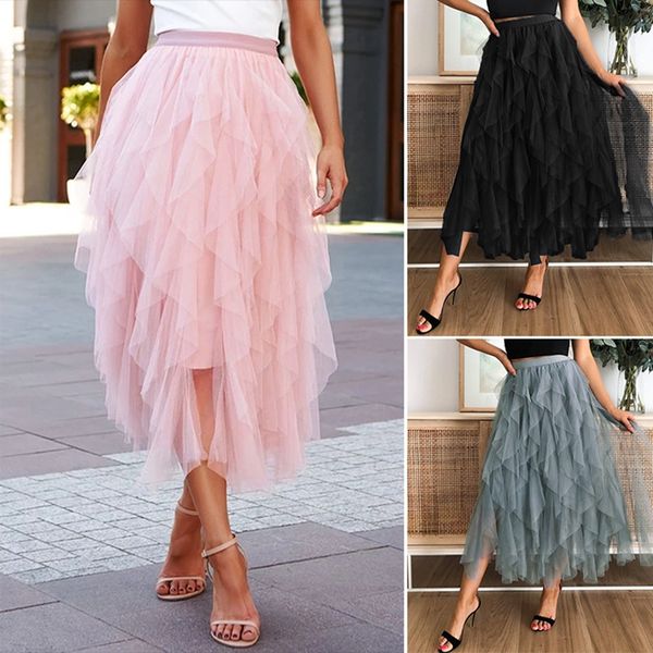 high waisted long skirts womens summer asymmetrical ruffle mesh skirt tulle midi flowy clothing, Black
high waisted long skirts womens summer asymmetrical ruffle mesh skirt tulle midi flowy clothing, Black