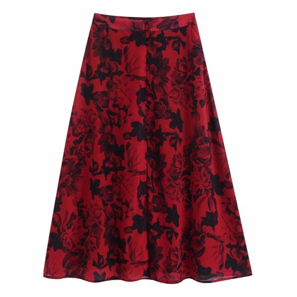 new women vintage floral print red color chiffon midi skirt faldas mujer ladies single breasted casual chic a line skirts qun550, Black
new women vintage floral print red color chiffon midi skirt faldas mujer ladies single breasted casual chic a line skirts qun550, Black