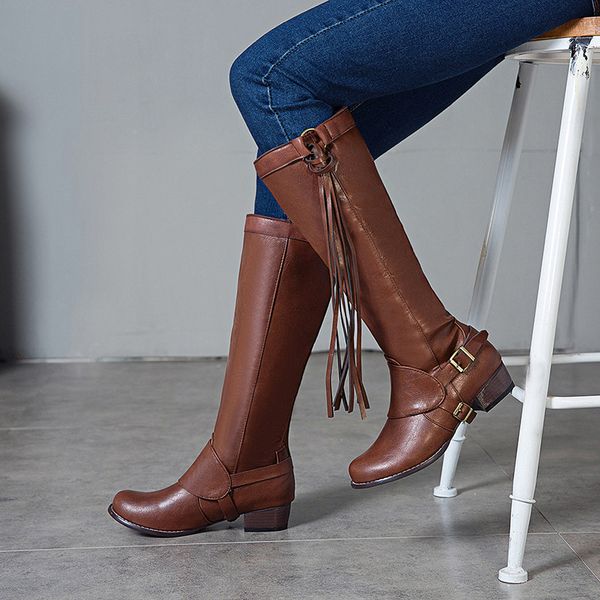 ymechic 2020 retro brown black med chunky heels vintage biker knight motorcycle knee high boots buckle strap tassel womens shoes
ymechic 2020 retro brown black med chunky heels vintage biker knight motorcycle knee high boots buckle strap tassel womens shoes