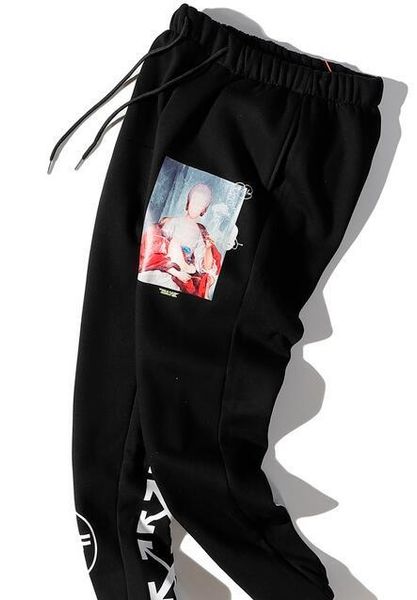 men s brand designer off sports pants unfinished mary portrait trousers stitching casual pants sports beam pants hip hop 02, Black
men s brand designer off sports pants unfinished mary portrait trousers stitching casual pants sports beam pants hip hop 02, Black
