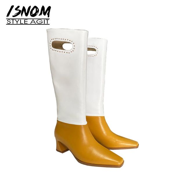 isnom ladies genuine leather knee boots fashion rivet shaped heel shoes with square toe bootie autumn and winter 2020, Black
isnom ladies genuine leather knee boots fashion rivet shaped heel shoes with square toe bootie autumn and winter 2020, Black