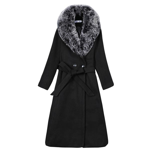 women's wool & blends big fur female fashion women woolen coats elegant belt long slim winter jacket woman coat plus size 5xl, Black
women's wool & blends big fur female fashion women woolen coats elegant belt long slim winter jacket woman coat plus size 5xl, Black