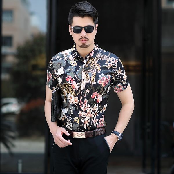 men's casual shirts leopard flower pattern 3d print fashion luxury short sleeve shirt summer 2021 quality cotton soft comfortable men, White;black
men's casual shirts leopard flower pattern 3d print fashion luxury short sleeve shirt summer 2021 quality cotton soft comfortable men, White;black