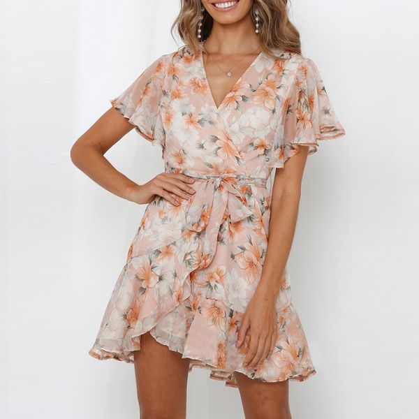 boho styles floral print chiffon mini dress summer v neck flare short sleeve beach dress bandage ruffles a line robe femme, Black;gray
boho styles floral print chiffon mini dress summer v neck flare short sleeve beach dress bandage ruffles a line robe femme, Black;gray