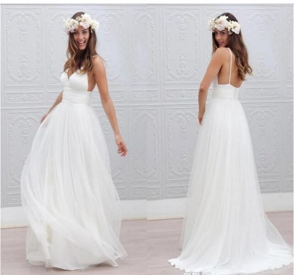 spaghetti a-line wedding dresses pleated tulle bridal dress floor length simple bridal gown custom made, White
spaghetti a-line wedding dresses pleated tulle bridal dress floor length simple bridal gown custom made, White