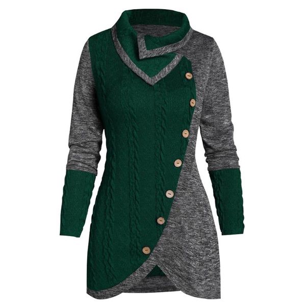 party travel shopping long sleeve daily women knitted sweater patchwork warm winter round neck irregular stylish button pullover, White;black
party travel shopping long sleeve daily women knitted sweater patchwork warm winter round neck irregular stylish button pullover, White;black