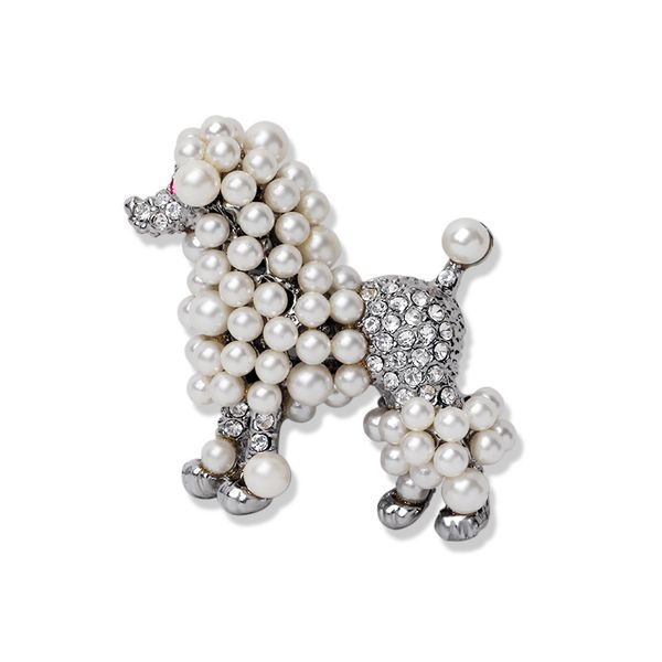 pins, brooches ajojewel handmade poodle dog brooch for women fashion simulated-pearl banquet insect party jewelry, Gray