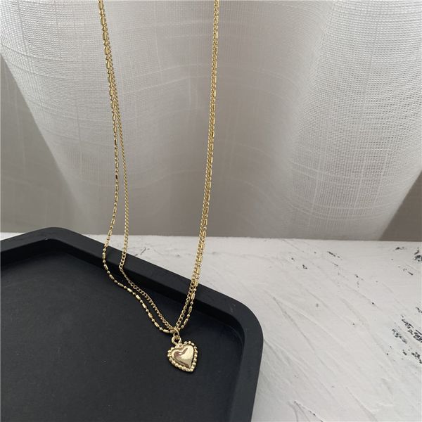 minimalist gold color metal heart pendant necklaces for women girls alloy double layed beads chain chokers necklace accessories, Silver
minimalist gold color metal heart pendant necklaces for women girls alloy double layed beads chain chokers necklace accessories, Silver