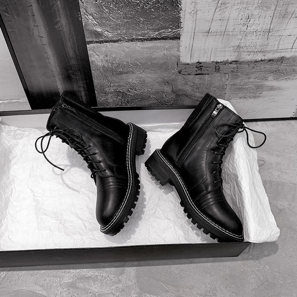 sewing chunky heels motorcycle booties mujer winter cotton solid color botas 2020 british pleated cross band zipper boots women, Black
sewing chunky heels motorcycle booties mujer winter cotton solid color botas 2020 british pleated cross band zipper boots women, Black