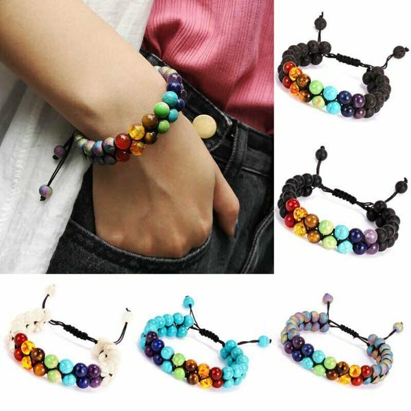 beads jewelry chakra 7 braided stone rock yoga bracelet lava, Black
beads jewelry chakra 7 braided stone rock yoga bracelet lava, Black