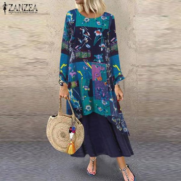 casual dresses 2021 zanzea women's printed sundress retro stiching maxi dress long sleeve party vestidos female floral robe oversized, Black;gray
casual dresses 2021 zanzea women's printed sundress retro stiching maxi dress long sleeve party vestidos female floral robe oversized, Black;gray