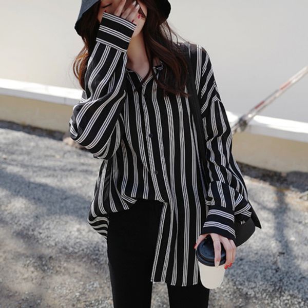2020 new temperament joker vertical stripe loose show thin shirt women long sleeve bottom blouse, White
2020 new temperament joker vertical stripe loose show thin shirt women long sleeve bottom blouse, White