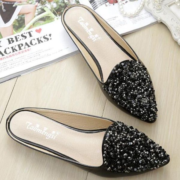 fashion summer slippers shoes women casual rhinestones flat peas single shoes mules women flip flops slides sandals kl412, Black
fashion summer slippers shoes women casual rhinestones flat peas single shoes mules women flip flops slides sandals kl412, Black