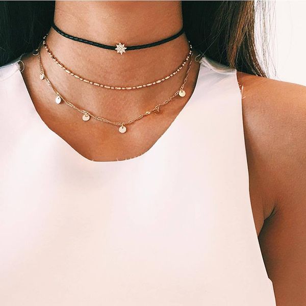necklace new fashion creative fashion three tier jewelry choker simple star pendant necklace, Silver
necklace new fashion creative fashion three tier jewelry choker simple star pendant necklace, Silver