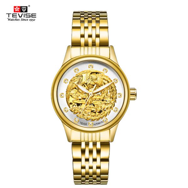 high-end swiss tevez dragon & phoenix watch automatic mechanical wrist watch mens ladies watch waterproof couple, Slivery;brown
