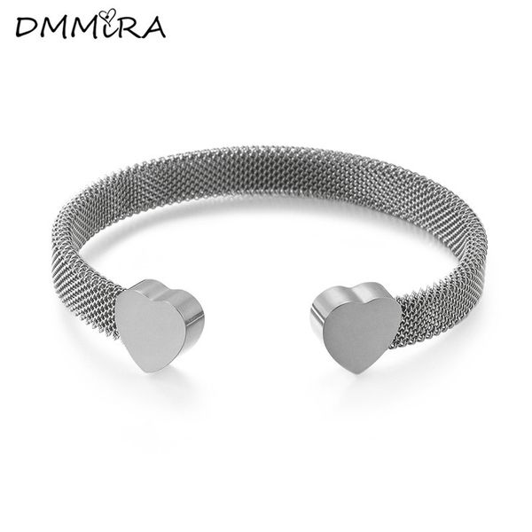 fashion women cable wire mesh 316l stainless steel color rose gold animal hearts clasp open cuff mesh bracelets bangles jewelry, Black
fashion women cable wire mesh 316l stainless steel color rose gold animal hearts clasp open cuff mesh bracelets bangles jewelry, Black