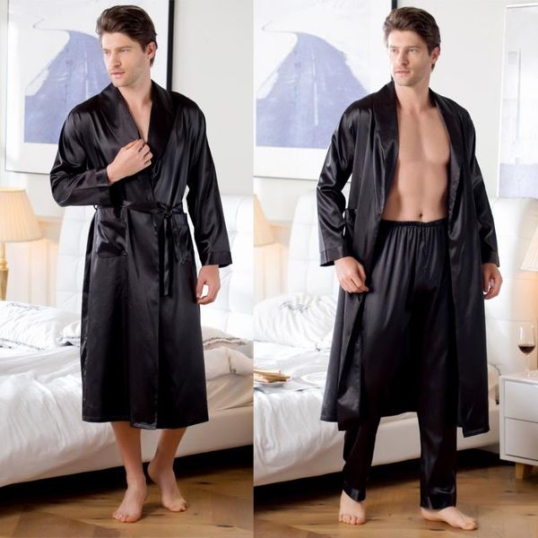 men's sleepwear big size 3xl men robe loose satin kimono bath gown casual nightwear long sleeve lapel wedding intimate lingerie, Black;brown
men's sleepwear big size 3xl men robe loose satin kimono bath gown casual nightwear long sleeve lapel wedding intimate lingerie, Black;brown
