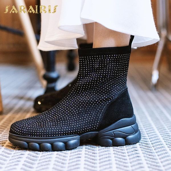 sarairis 2020 new fashion genuine leather crystal shoes ladies boots female platform slip on ins fashion shoes woman boots, Black
sarairis 2020 new fashion genuine leather crystal shoes ladies boots female platform slip on ins fashion shoes woman boots, Black