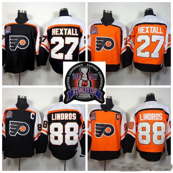 27 ron hextall 1997 stanley cup final philadelphia flyers hockey jersey 88 eric linderos vintage stitched jersey, Black
27 ron hextall 1997 stanley cup final philadelphia flyers hockey jersey 88 eric linderos vintage stitched jersey, Black