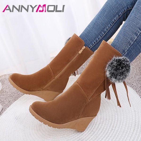 annymoli high heel woman boots mid calf boots zip wedges heel shoes fringe round toe ladies autumn winter beige black 44
annymoli high heel woman boots mid calf boots zip wedges heel shoes fringe round toe ladies autumn winter beige black 44
