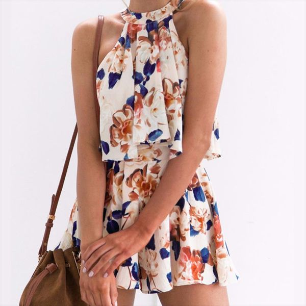 fashion off shoulder floral print summer crop shorts 2019 sleeveless 2 piece set women beach matching two piece set, Gray
fashion off shoulder floral print summer crop shorts 2019 sleeveless 2 piece set women beach matching two piece set, Gray