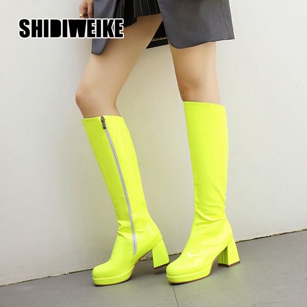 stylish leather knee thick bottom high boots for women block heels yellow white black lady autumn leather shoes v554
stylish leather knee thick bottom high boots for women block heels yellow white black lady autumn leather shoes v554