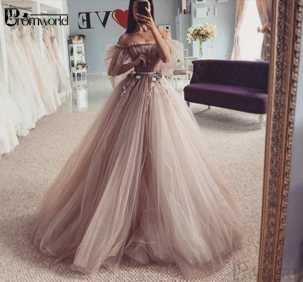 

Princess Wedding Dresses 2020 New A-Line Tulle Wedding Gowns Strapless Flowers vestidos de novia Bride Dress robe de mariee, Ivory