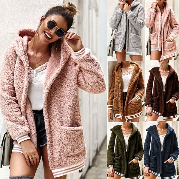 2019 winter arrival women cotton fluffy long sleeve jacket ladies warm outerwear cardigan coat