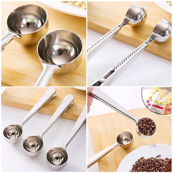 new stainless steel coffee measuring spoon with bag seal clip silver multifunction jelly ice cream fruit scoop spoon kitchen accessories
new stainless steel coffee measuring spoon with bag seal clip silver multifunction jelly ice cream fruit scoop spoon kitchen accessories