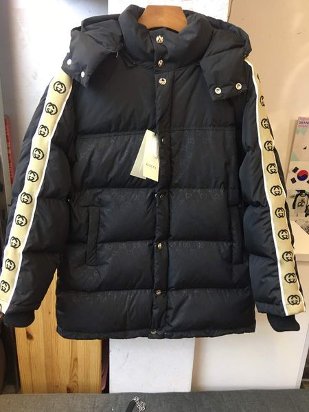 branded men down jacket designer male winter warm strip zipper hooded outwear fashion gentlemen elastic strip thick stand collar coat, Black
branded men down jacket designer male winter warm strip zipper hooded outwear fashion gentlemen elastic strip thick stand collar coat, Black