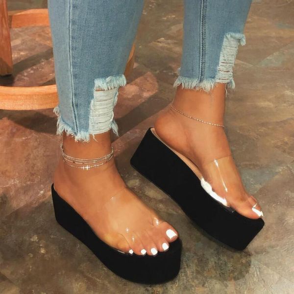 thick bottom women slides summer beach shoes fashion transparent colorful high heels female platform slippers plus size 41 42, Black
thick bottom women slides summer beach shoes fashion transparent colorful high heels female platform slippers plus size 41 42, Black