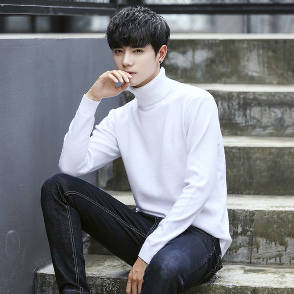 high-grade new 2020 autumn winter youth fashion turtleneck sweater men knitted sweater high elastic mens sweaters and pullovers, White;black
high-grade new 2020 autumn winter youth fashion turtleneck sweater men knitted sweater high elastic mens sweaters and pullovers, White;black