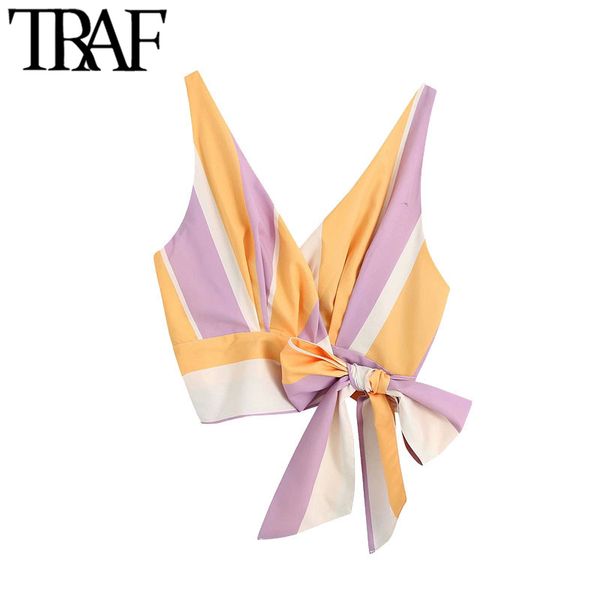 traf women fashion side bow tied striped cropped blouses vintage backless elastic straps female shirts chic, White
traf women fashion side bow tied striped cropped blouses vintage backless elastic straps female shirts chic, White